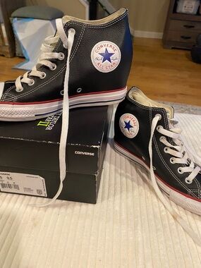 Converse Black High Top Sneakers with Red Accent